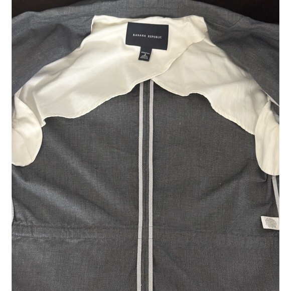 Banana Republic Blazer Gray Pincheck Stretch Belted Jacket Officecore - Picture 7 of 12